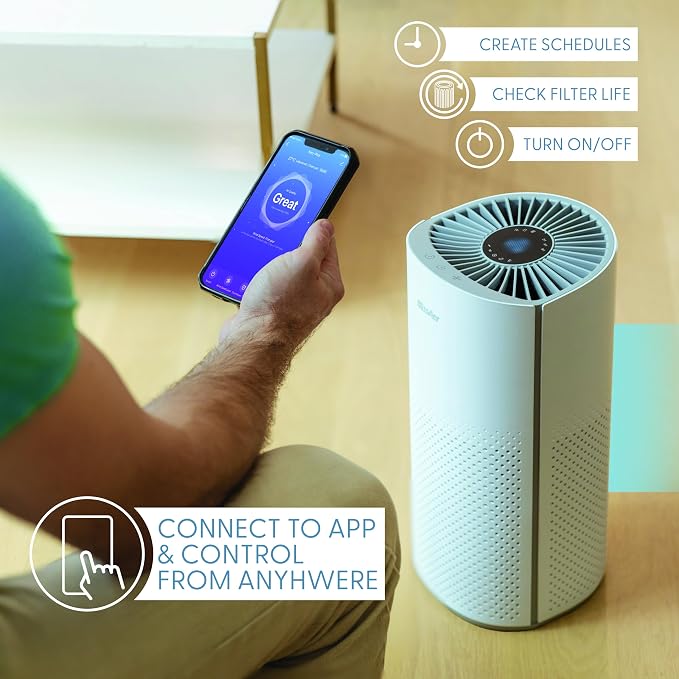 Air Purifier for Home Large Room Pets Up to 1800 Ft² - Smart WiFi & Voice Control True HEPA Air Purifier For Home Bedroom and Office, Smoke, Dust, Pet Dander, Pollen, Sleep Mode - Kery Plus