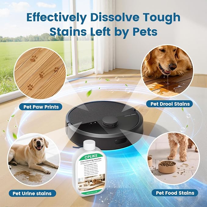 CPLIKE Pet Floor Cleaning Solution Compatible with Plus 405 Plus 505 Max 705 Robots for Household with Pets, Mopping Concentrate for 400 (4000), 500 & 700 Series, 10.1 fl oz, 2 Pack