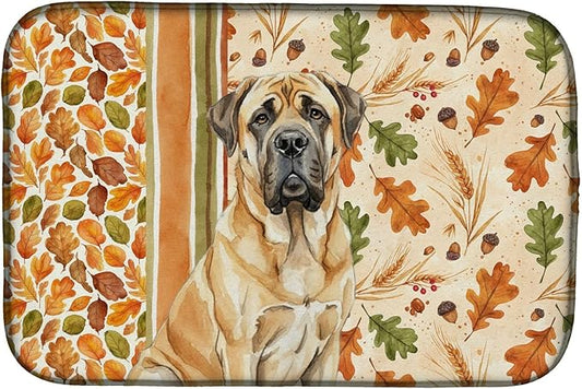 Caroline's Treasures Fawn English Mastiff Heirloom Fall Dish Drying Mat Absorbent Dish Drying Mat Pad for Kitchen Counter Dish Drainer Mat for Countertop, 14 x 21", Multicolor