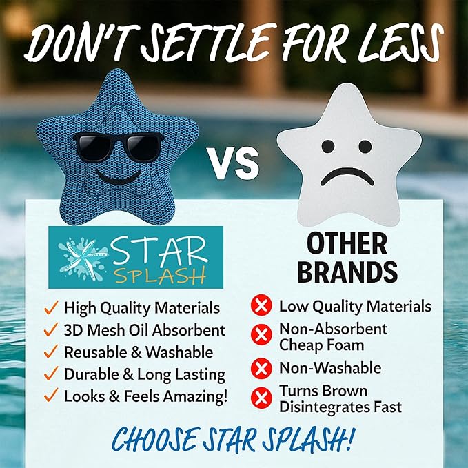 STAR SPLASH Scum Star Hot Tub Scum Absorber Two Pack- Reusable Oil Absorbing Sponge - Must Have hot tub Accessories for Adults and Kids