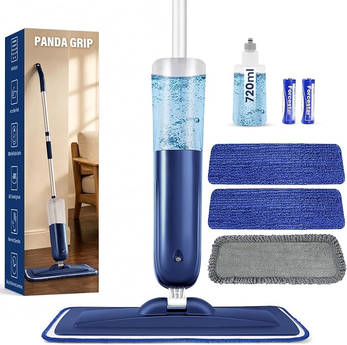 PowerMop Floor Mop with 720 ml Refillable Bottle & 3 Microfiber Pads | Powered wet dry mop for kitchen, wood, hardwood, laminate, ceramic tile floors, with washable pads and refillable bottle