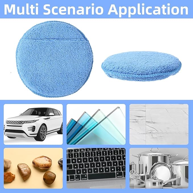 5 Pcs Microfiber Wax Applicator Pads for Car Care, Microfiber Applicator Pad with Finger Pocket for Cars Trucks Fine Cleaning and Polishing (5" Diameter, 10 Pack)
