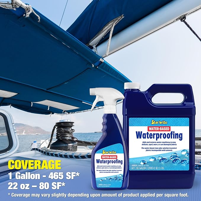 STAR BRITE Low-Odor Water-Based Waterproofing - Adds And Restores Water-Repellency And UV Protection To New, Delicate, Aged, Worn Or Sun-Damaged Fabrics