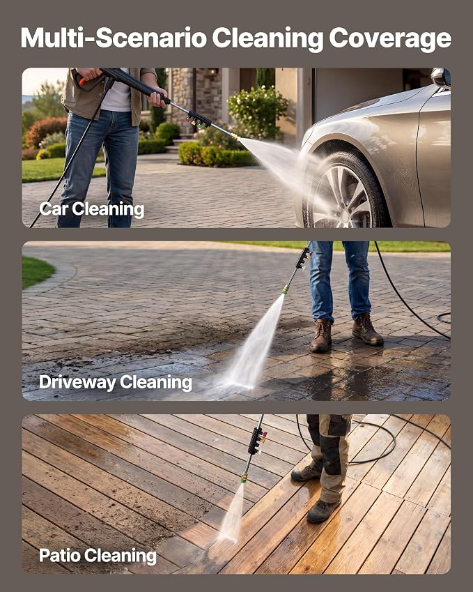 VEVOR Electric Pressure Washer, 2000 Max PSI 1.59 Max GPM, Portable Power Washer with 4 Nozzles, Metal Extension Wand, Built-in Carry Handle, Compact & Flexible for Cars,Driveways,Patios,Fences,Home