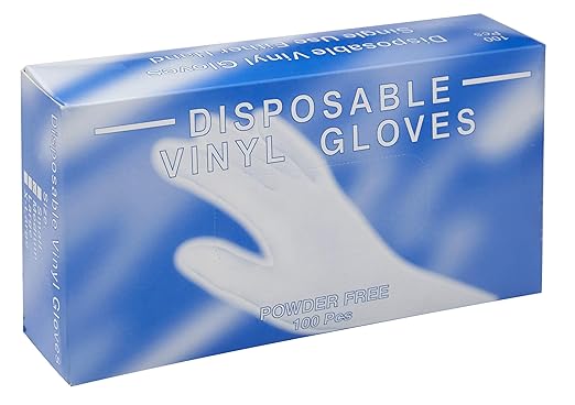 Powder Free, Latex Free, Disposable Vinyl Gloves, Medium, 10 Packs of 100 Gloves (1,000 gloves)