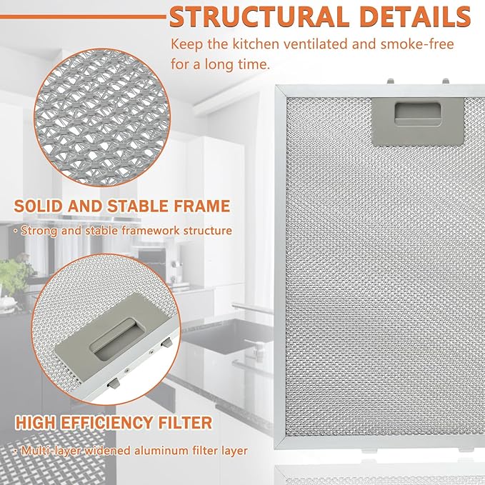 3 Pack W10169961A Range Hood Filter Replacement 5 Layer Aluminum Mesh Hood Grease Filter Fit for Whirlpool, Kitchen Aid, Jenn-Air Range Hoods