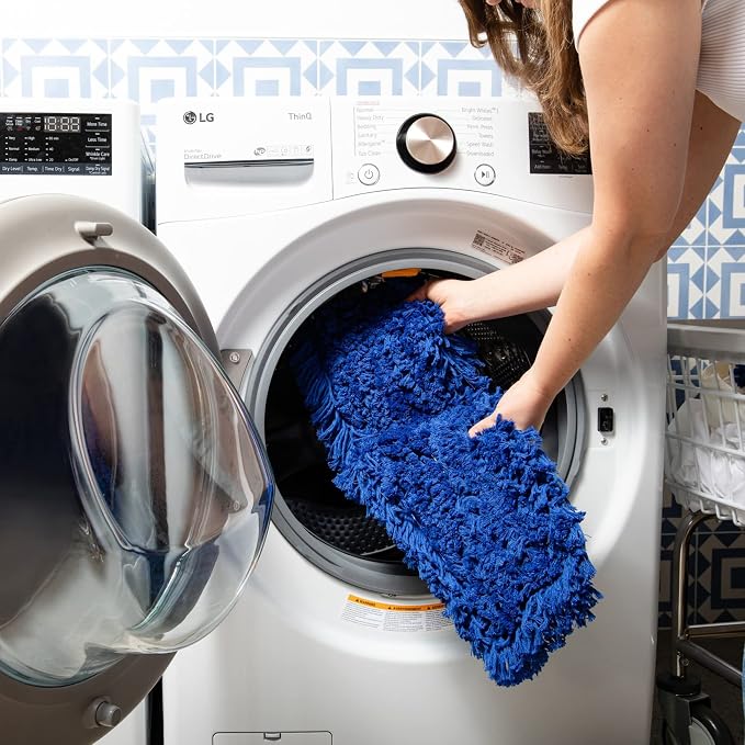 Commercial Dust Mop Replacement Head – 48 x 5 in. Cotton Nylon Reusable Mop Head – Industrial Dust Mop Refill for Floor Cleaning & Janitorial Supplies, Blue