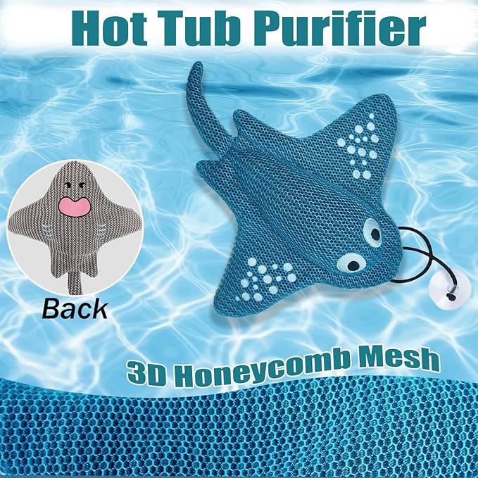 Hot Tub Scum Absorber, 2 Adult hot tub Accessories, Manta ray hot tub Floating Sponge, Reusable Oil-Absorbing and descaling Sponge, Keep the Water Clean