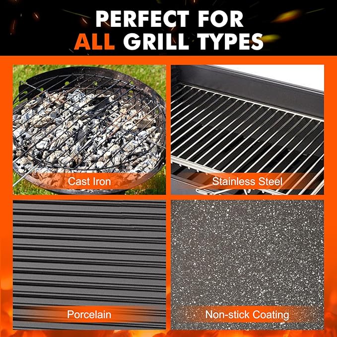 Grill Brush for Outdoor Grill Bristle Free, Reinforced Grill Cleaner Scraper BBQ Brush Non Metal Bristles Steam Cleaning Grill Cleaning Brush Safe BBQ Accessories Grill Tool, Gifts for Men