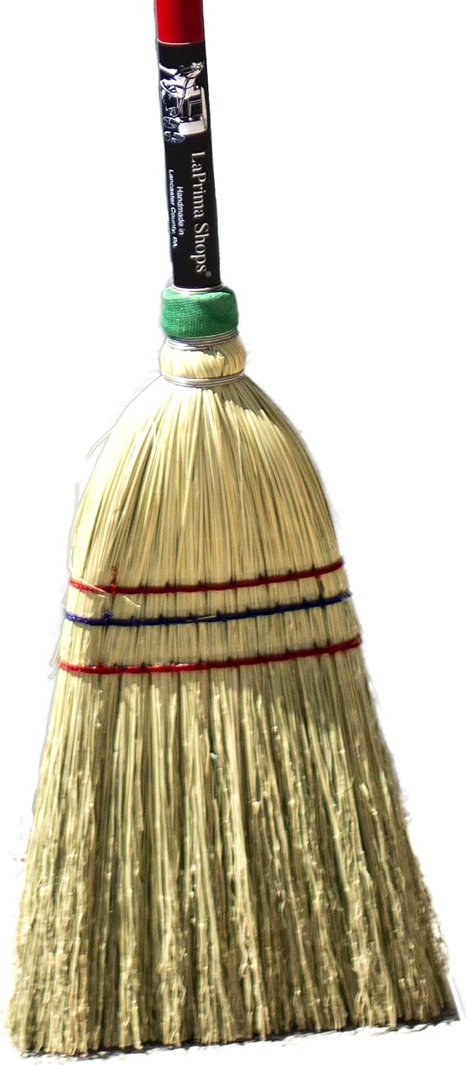 LaPrima Shops Authentic Amish Hand Made All Broomcorn Broom, Long Handle Small Broom Head (48-Inch/Parlor)