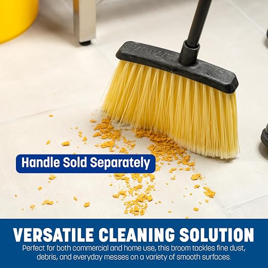 Sparta Duo-Sweep Flagged Angle Broom Head with Frayed Bristles, Heavy Duty Broom Head for Sweeping Fine Dust and Debris, 12" Long, 1 Count, Natural