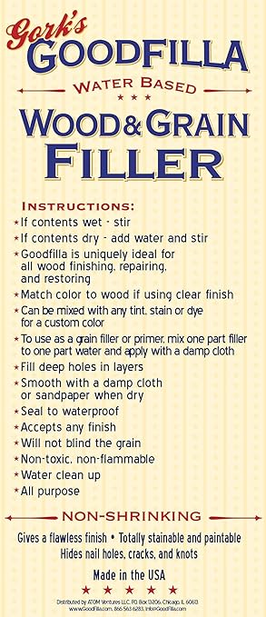 Goodfilla White, 1 Gallon (13.5lbs), Wood and Grain Filler, Stainable, Sandable, Sandable, Zero Waste, Non-Toxic, USA Made