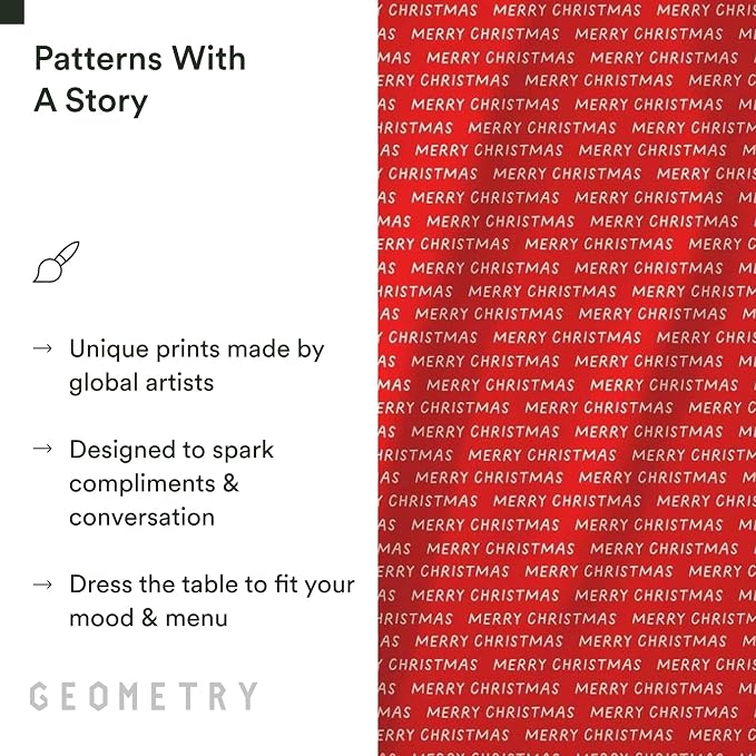 GEOMETRY Christmas Dinner Napkins - Premium Cloth Napkins - Quick Dry & Super Absorbent Table - Premium Geosuede Linen Napkins - Merry Xmas 19" x 19" - 6 Pieces