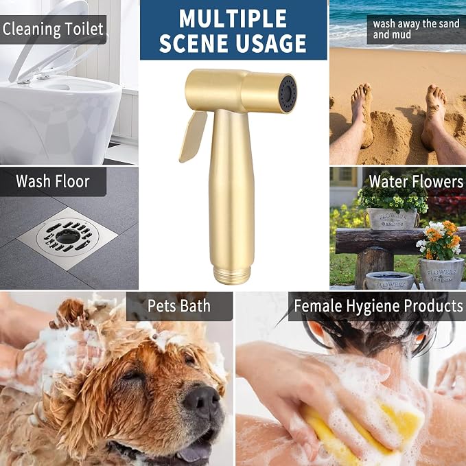 Handheld Bidet Sprayer for Toilet, Brass Jet Spray for Feminine & Baby Wash | Brass bidet sprayer, pressurized jet spray for feminine wash, baby care & toilet cleaning, easy install with all accessories