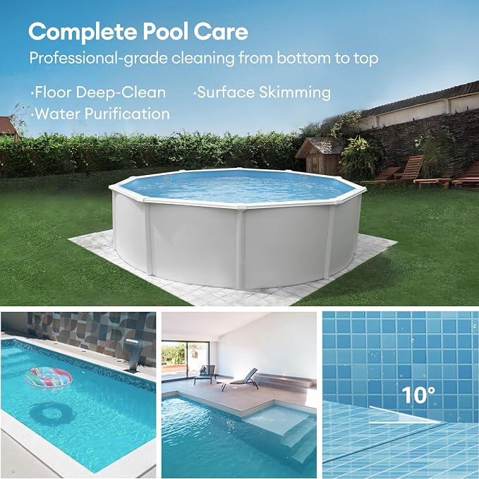 Robotic Pool Cleaner, Pool Vacuum for Above & In-Ground Pool, Dual-Motor Suction, 90Mins Runtime Automatic Self-Parking, 2.5h Fast Charging, Up to 850 Sq.ft, Pooleco S110