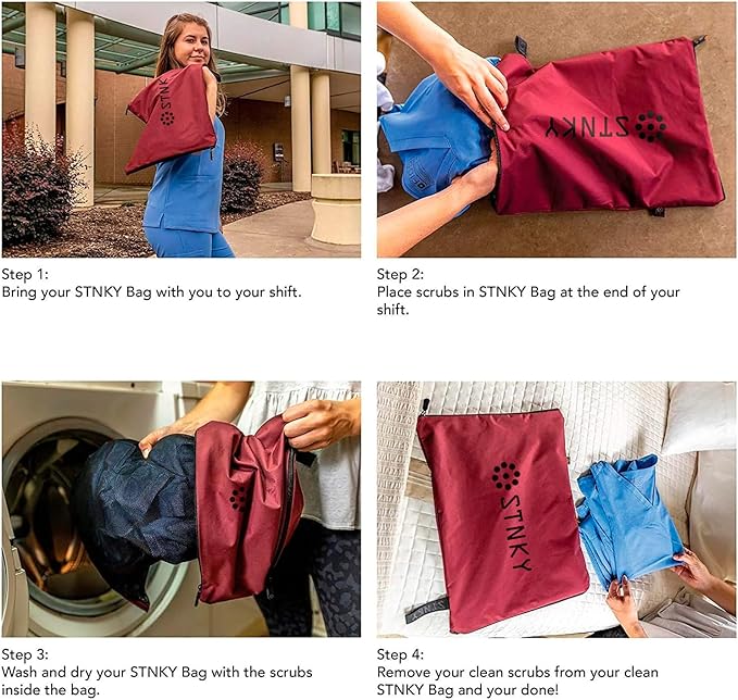 STNKY Bag Pro - Laundry Bags With Zips, Handles and Internal Mesh Bag for Travel, Yoga, Healthcare, Gym Kit, Laundry (XL, Burgundy)