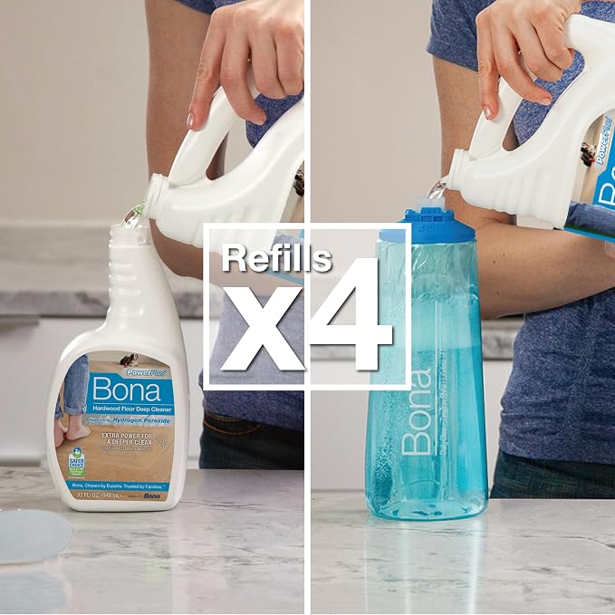 Bona PowerPlus Hardwood Floor Deep Cleaner Refill - 128 fl oz - Refill for Bona Spray Mops and Spray Bottles - Residue-Free Floor Cleaning Solution for Wood Floors
