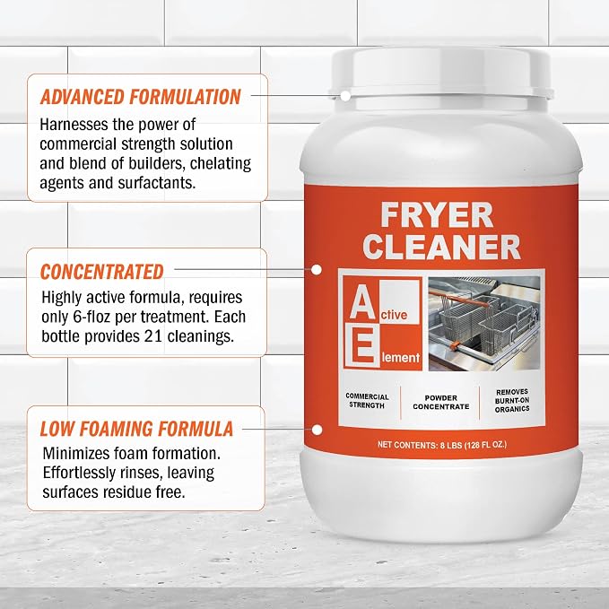 Fryer Cleaner – 8 lbs (Pack of 4) | Boil-Out Powder, 84 Cleanings, Concentrated, Commercial Strength, Removes Burnt-On Residue