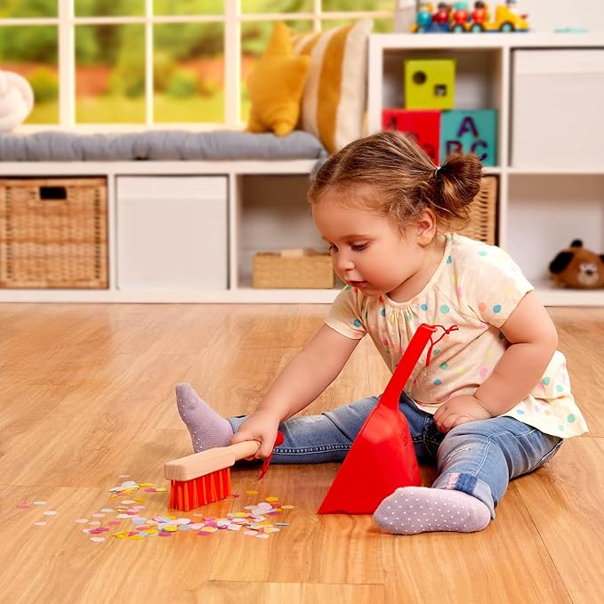 Battat – Kids Cleaning Set – Cleaning Toys for Toddlers, Children – Pretend Play Kit – Broom, Mop, Brush, Dustpan, Duster – Sweep n' Clean – 2+ Years