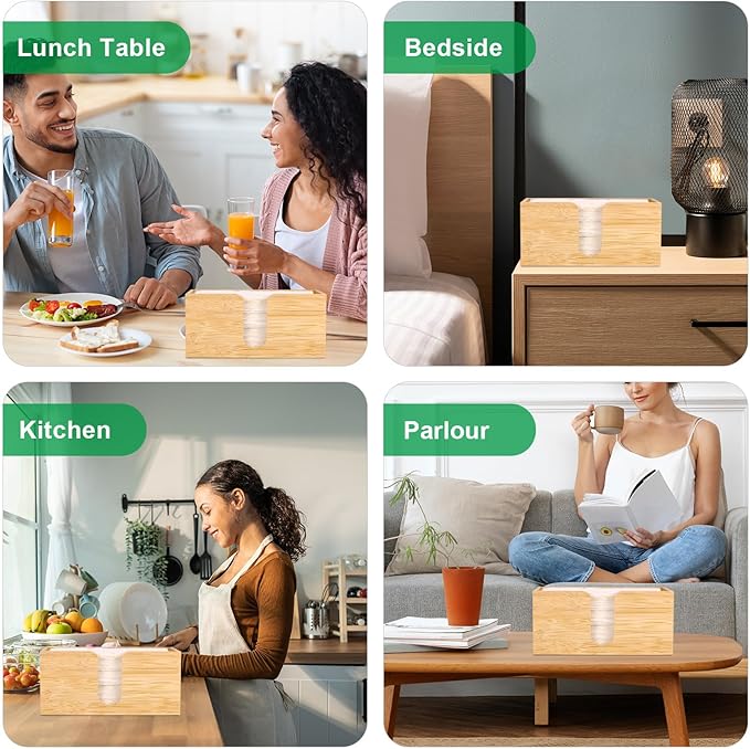 Bamboo Paper Towel Dispenser Countertop Folded Paper Towel Holder Trifold Napkin Holder, Suitable for Z-fold, C-fold or MultiFold Trifold - Bathroom Toilet and Kitchen, 10.8'' W x 4'' D x 5'' H