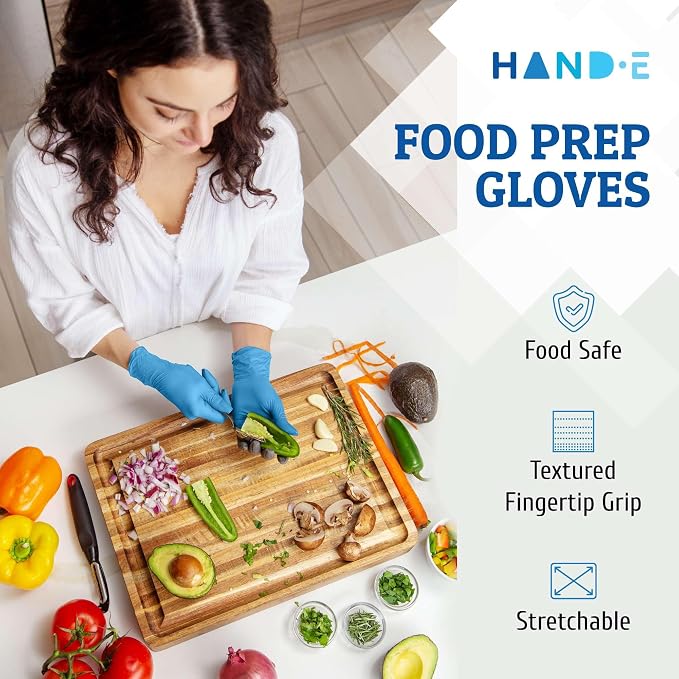 Hand-E Touch Disposable Nitrile Gloves 1000 Count Case - Latex Free, Powder Free, Surgical Medical Exam Gloves -Bulk Supply