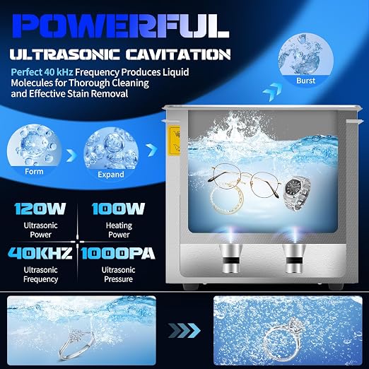 Commercial Ultrasonic Parts Cleaner 3l,Stainless Steel Lab Digital Professional Ultrasonic Parts Cleaner,110v Large Sonic Machine Cleaner for Jewelry Watch Automotive Parts Carburetor