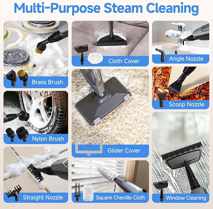 SENMO Steam Mop, 14-in-1 Detachable Steam Cleaner for Home and Floor, 1300W 228°F Deep Cleaning MultiPurpose Floor Steamer with 14 Attachments for Hardwood Floors, Tile, Grout, Furniture, Carpet, Wall