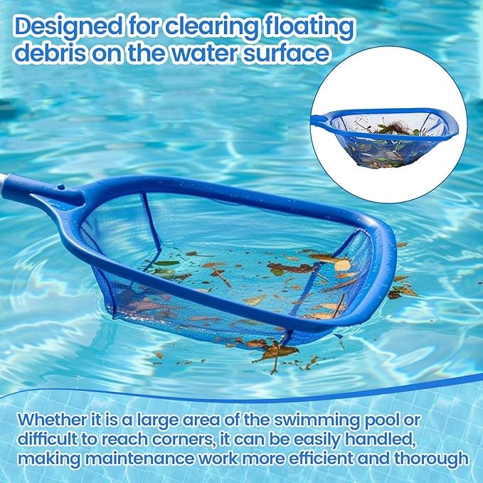 3 Pcs Hot Tub Accessories Kit with 26'' Spa Skimmer Net, Curved Brush, Handy Sponge Brush for Inflatable Hot Tub and Spa Pool Small Above Ground