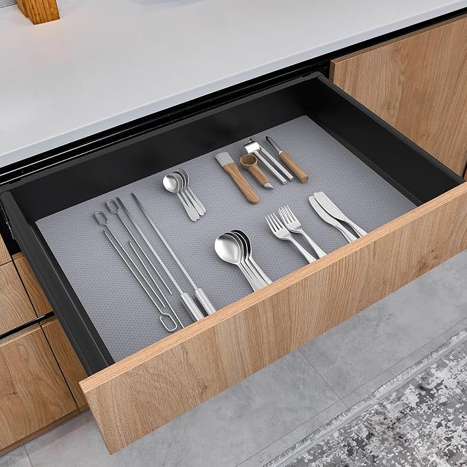 Shelf Liners for Kitchen Cabinets Refrigerator Liners Waterproof Kitchen Cupboard Liner Non-Slip Drawer Mats EVA Material Non Adhesive Fridge Mats for Shelves - Clear 23.6 x 236.2 Inches