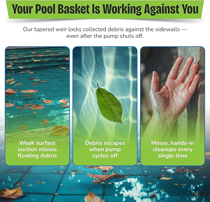 Debris Z+ Pool Skimmer Basket (B-9 Size) – Fits Hayward SP1070, Pentair Bermuda, StaRite U-3 – Dual-Patent High Velocity Design, Quick Release Handle, Trap & Lock Debris Tech
