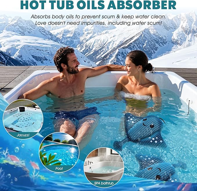 3-Pack Hot-Tub-Scum-Absorber-Devilfish-Hot-Tub-Floating-Sponge-Scum-Remover Reusable-Scum-Bug-Hot-Tub-Oil-Scum-Absorbing-Sponge for Keep Water Cleaner Spa & Pool Bath