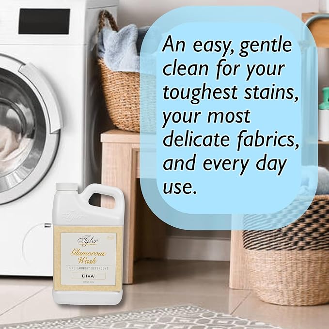Tyler Glamorous Wash Diva Fine Laundry Detergent with a Lumintrail Stain Remover Pen and Dryer Sachets - Liquid Detergent Designed for Clothing - Hand and Machine Washable - 32oz (Diva)