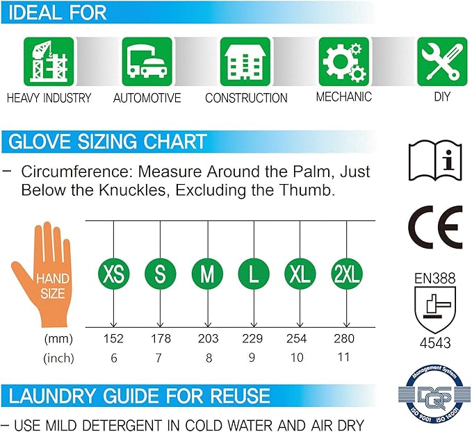 GYC Gloves, Cut Resistant Safety Work Gloves - Level 5 Cut Protection, 10 Pairs Pack - Excellent Dexterity & Breathability, Comfortable Soft PU coated (TK-713A/Size 9 - LARGE)