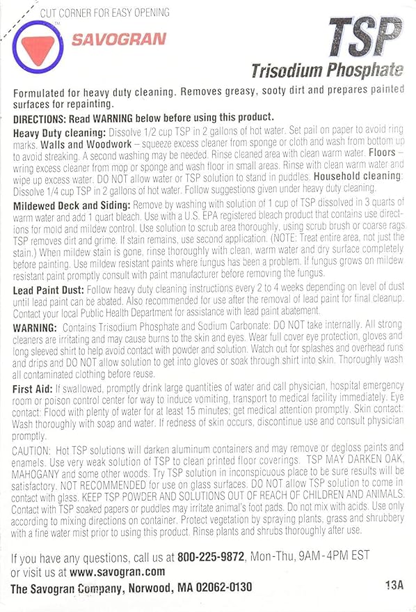 Savogran 10621 Trisodium Phosphate (TSP) 1LB (16oz) (Pack of 2)