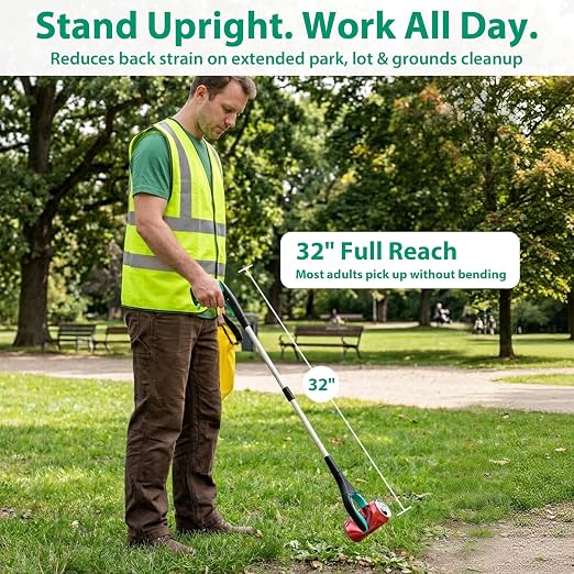 Trash Grabber Tool 4 Pack, 32 Inch Heavy Duty Litter Picker Upper with 360 Degree Rotating Jaw and Magnetic Tip, Color-Coded Set for Outdoor Cleanup Events, Volunteer Groups and Property Maintenance