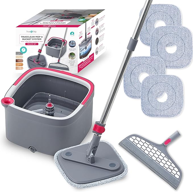 Square Spin Mop Deluxe with 4pc Mop Pads Bundle