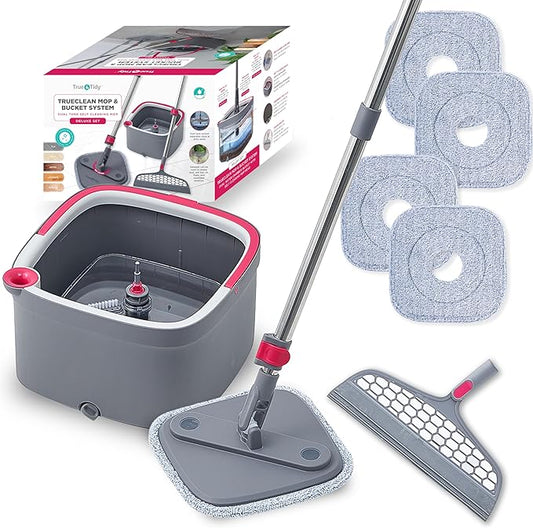 Square Spin Mop Deluxe with 4pc Mop Pads Bundle