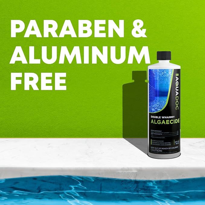 AquaDoc Copper Pool Algaecide for Swimming Pools - 32 oz - 90 Day Algaecide for Inground & Above Ground Pools - Non-Foaming, Non-Staining Formula, Reduces Chlorine Demand
