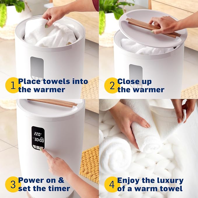 Live Fine Towel Warmer | Large Bucket Style Luxury Heater, Adjustable Timer, Auto Shut-Off | Fits Up to Two 40” x 70” Oversized Towels