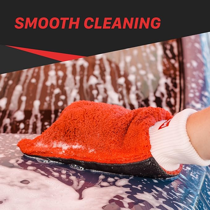 Maxshine Universal Red Clay Washing Mitt for Car Detailing – Microfiber Mitt Removes Contaminants from Paint, Glass, Chrome & Plastic – Clay Bar Alternative for Smooth, Clean Finish