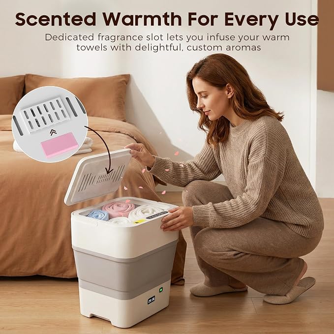 Foldable Towel Warmer,30L Hot Towel Warmers for Bathroom and SPA with 24H Timer,Large Auto Shut Off Towel Heater Bucket Fits Up to Oversized Towels,Bathrobes,Blankets,Fast Heating Towel Dryer for Home