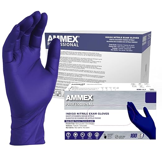 AMMEX Indigo Nitrile Disposable Exam Gloves 3 Mil, Latex/Powder Free, Food-Safe, Textured, Non-Sterile, X-Large, Case of 1000