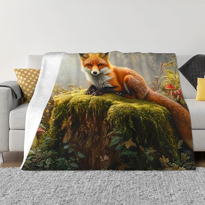 Tijuboni Fox Throw Blanket Fox Gifts for Girls Boys Women Men Kids Adults Soft Flannel Fleece Blanket for Couch Sofa Bed Home Decor 60"x80"
