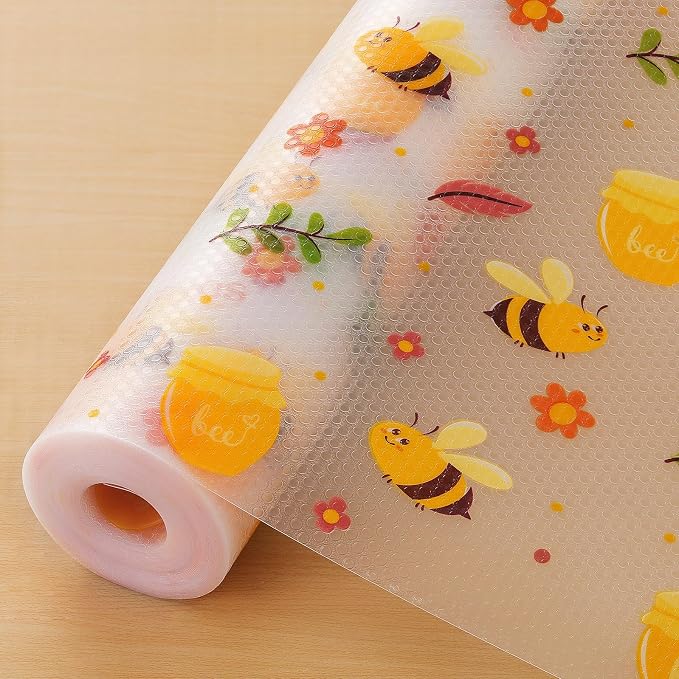 Cooyes Shelf Liner – Non-Slip Cabinet & Drawer Liner for Kitchen – Non-Adhesive Waterproof Shelf Paper with Modern Pattern – Durable EVA Cabinet Mat – Easy to Cut (Amber,11.8" W x 360" L)