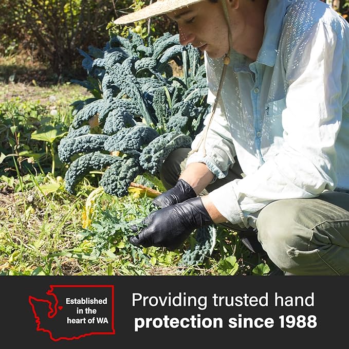 GLOVEWORKS Black Nitrile Gloves 6 Mil, Disposable, Raised Diamond Texture, Latex Free, Food Safe, Industrial Mechanic Glove
