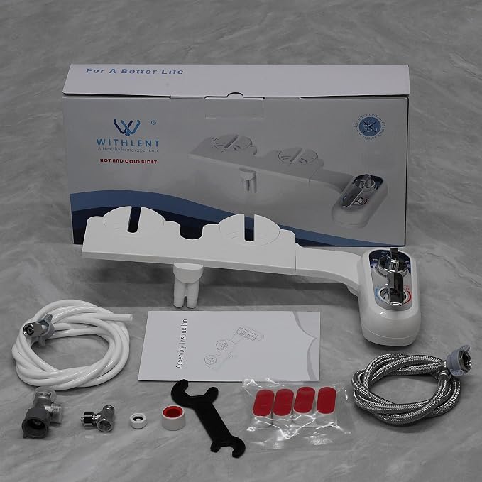 Bidet Attachment for Toilet Warm Water Left - Hot and Cold Self-Cleaning, Dual Nozzle, Non-Electric Bidet Attachment for Toilet Seat, Adjustable Water Pressure, Rear and Feminine Wash, Lever Control