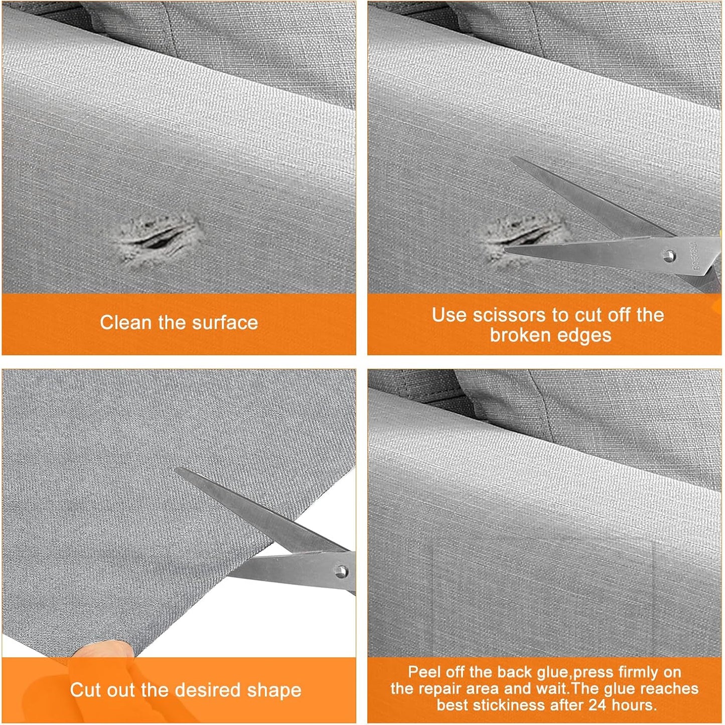 Repair Patches Repair Tape Self-Adhesive DIY Repair Patch Linen Gear Patch for Sofa, Furniture, Chair, Clothing,Tents,17x158 Inch,White