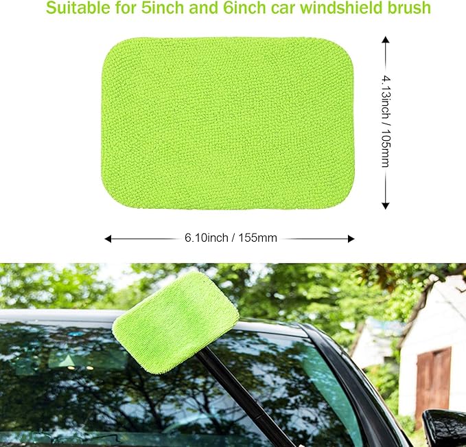 XINDELL Car Window Cleaning Combo – Windshield Glass Cleaner Tool with Extendable Handle & 14 Reusable Microfiber Pads for Interior/Exterior Glass, Streak-Free Auto Window Cleaning for Car Owners