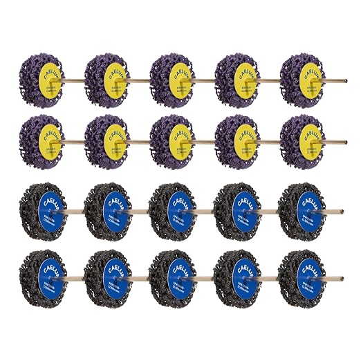 CAELUM 20 Pack 1.5" Strip Discs, Rust Removal Wheels for 1/8" Shank Rotary Tools, High Speed Grinding Discs for Paint, Oxide, Weld Cleanup, Scale Removal, Metal, Wood & Auto Repair