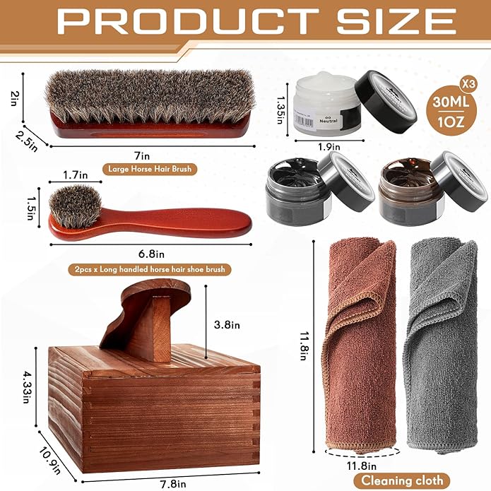 9 Pcs Shoe Shine Valet Box